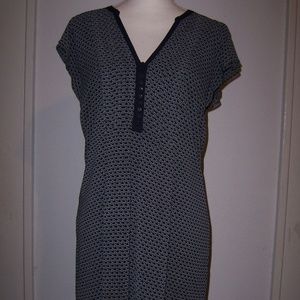 H&M Short Sleeve Dress Sz 12 Blue White Pleats
